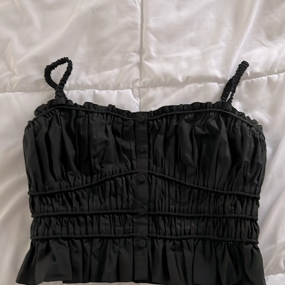 J Crew black poplin smocked cami